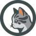 A circular profile icon of a grey tabby cat with a white muzzle and orange-tipped ear, illustrated by aini (@ainiwaffles).